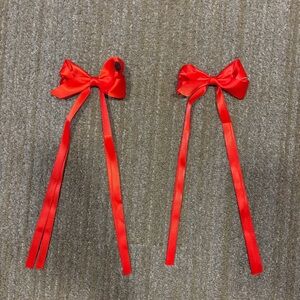 SHEIN Red Hair Bows Clip Ons